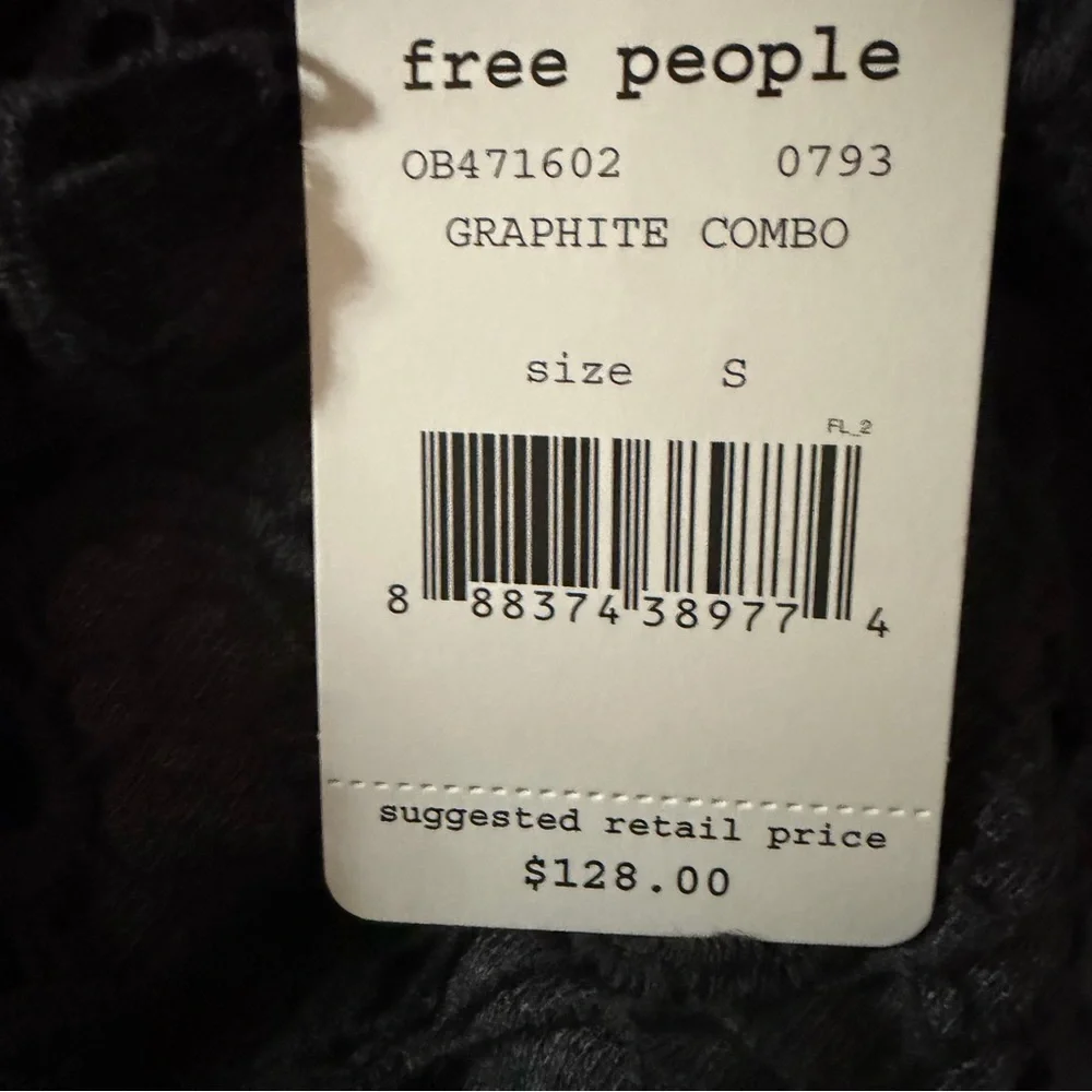 FREE PEOPLE Graphite Combo Crochet Top, Size Small - MSRP $128